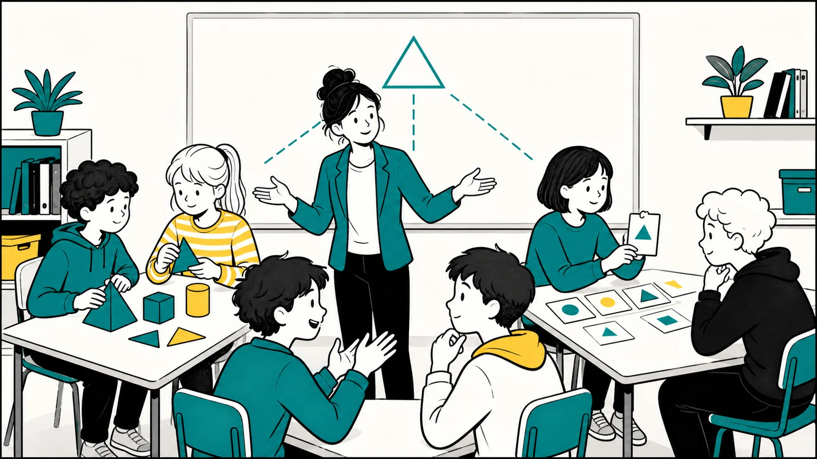 Une enseignante relie trois modalités de travail à un objectif commun dans sa classe